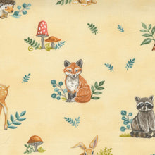 Load image into Gallery viewer, Effie's Woods Woodland Allover Outdoor Animals Goldenrod SKU 56011 12