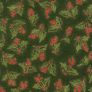 Magnolia Metallics Boughs Of Holly Evergreen SKU 33243 13M Moda - A House Full of Thread