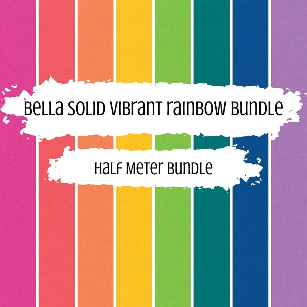 Bella Solid Vibrant Rainbow Fabric Half Meter Bundle